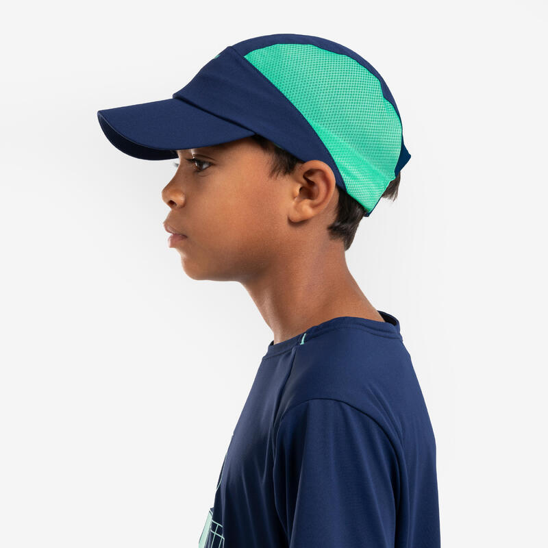 Șapcă respirantă alergare KIPRUN Run Dry Bleumarin-Verde Copii