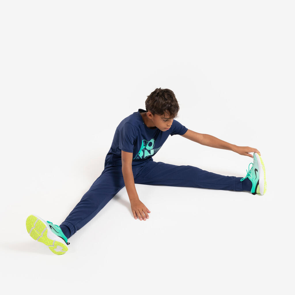 Kids' KIPRUN DRY+ Running Trousers with Zip - navy green