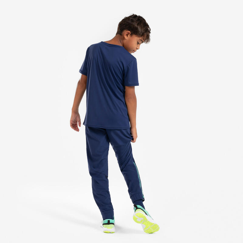 Pantalon cu fermoar alergare KIPRUN DRY+ bleumarin-verde Copii