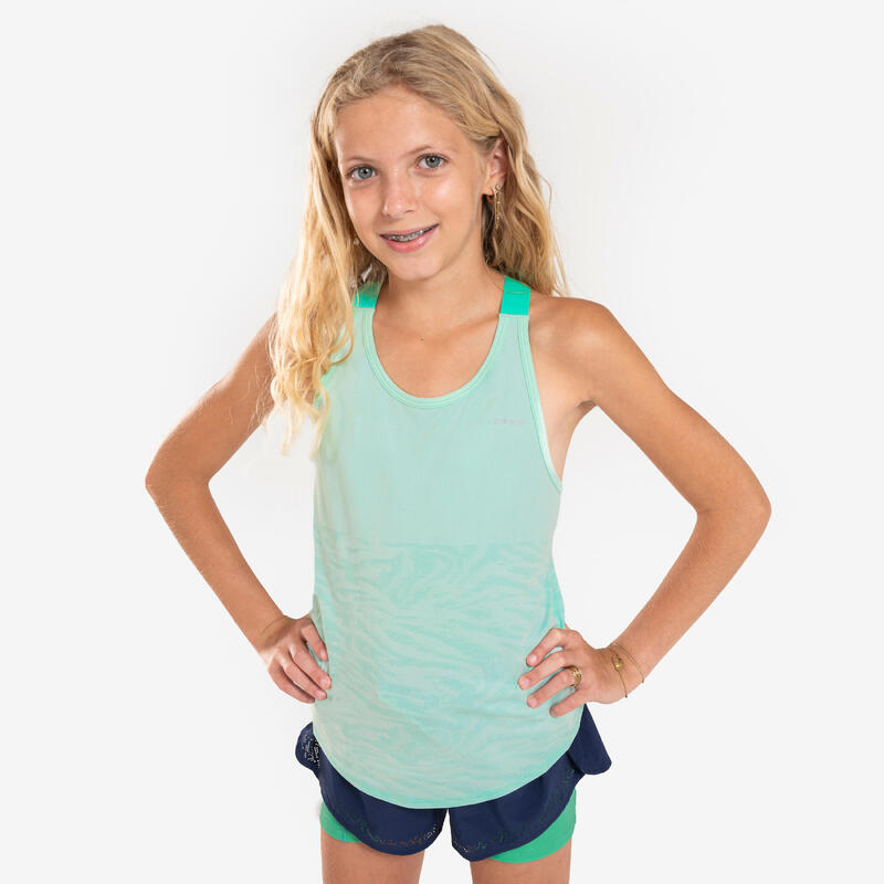 Camiseta sin mangas running sin costuras niños KIPRUN 900 light verde 