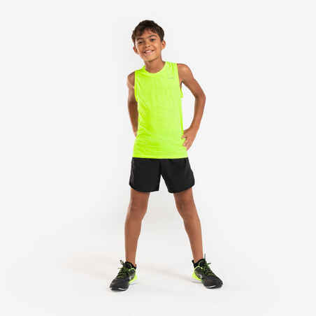 Kid's KIPRUN DRY+ 900 running shorts - black and neon yellow