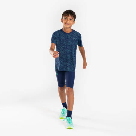 Kid's ultra-light KIPRUN Light 900 running T-shirt - navy green