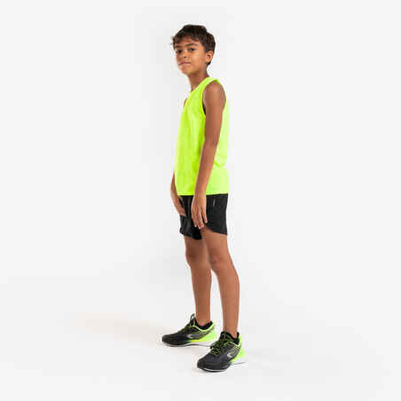 Kid's KIPRUN DRY+ 900 running shorts - black and neon yellow