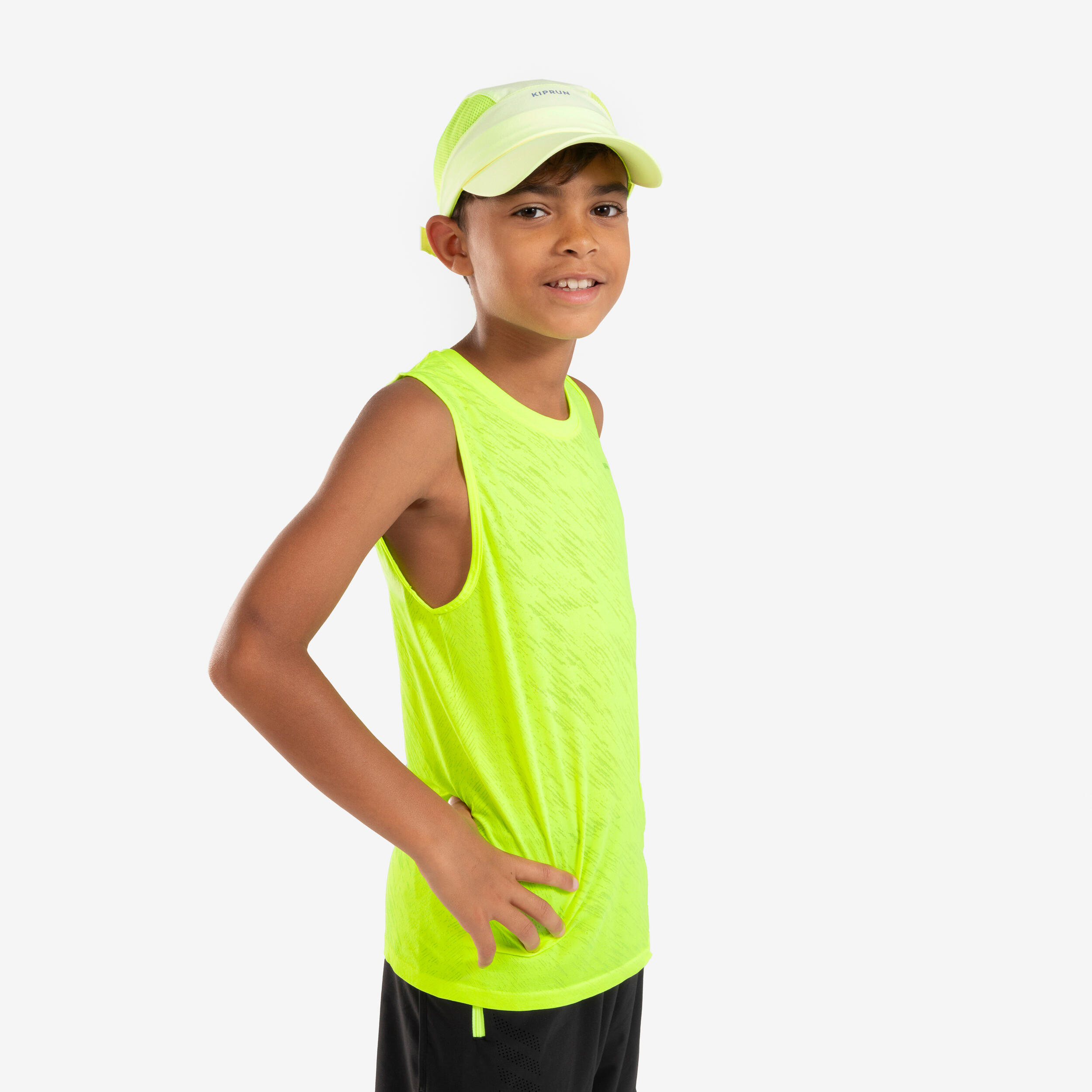 Kids' seamless KIPRUN light 900 running tank top - neon yellow 1/7