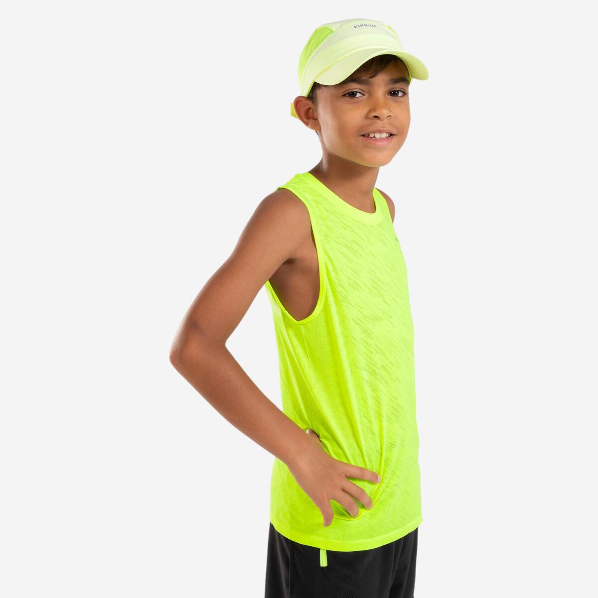 Débardeur running sans couture Enfant - KIPRUN light 900 jaune fluo