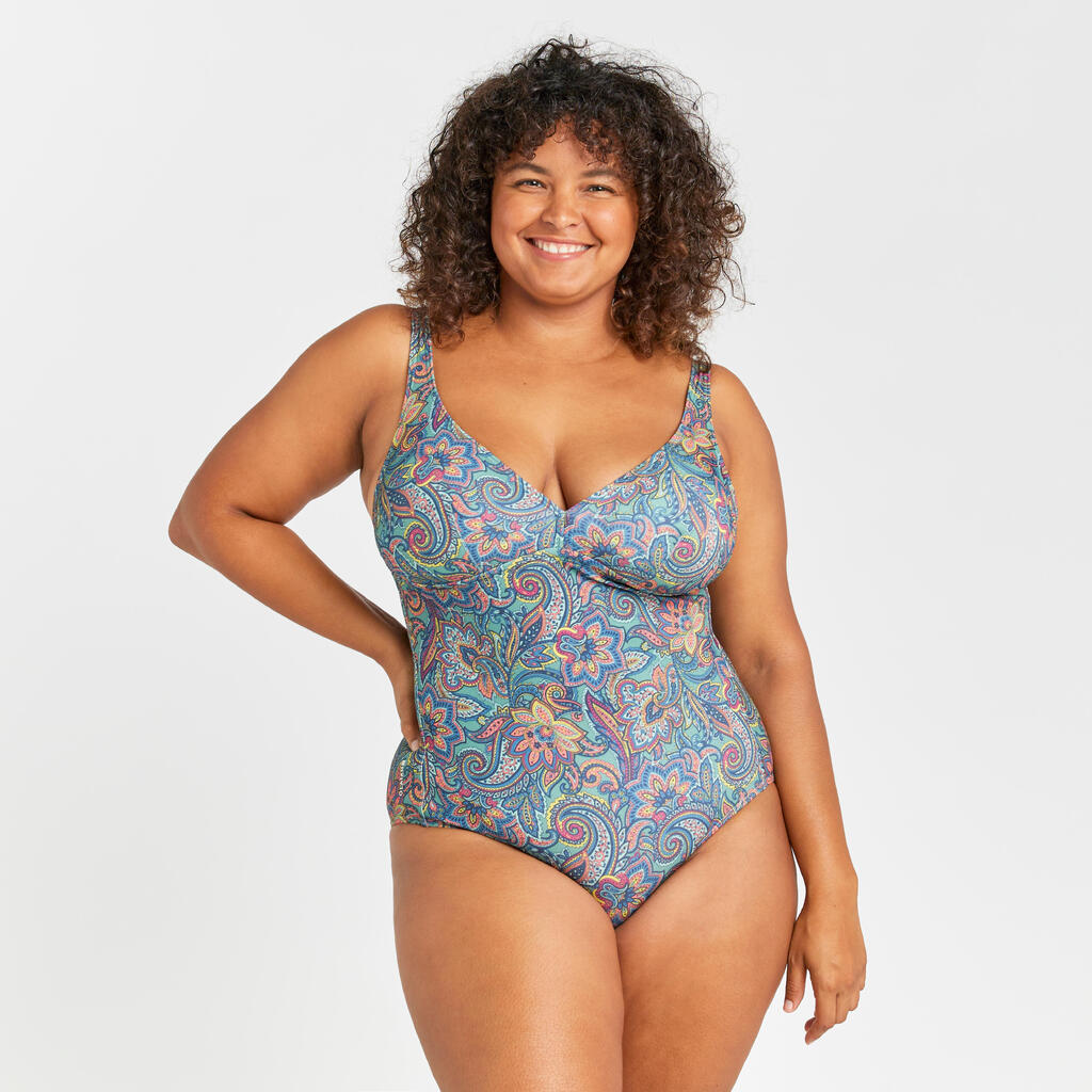 Women's 1-piece surf swimsuit - Daria tribu green