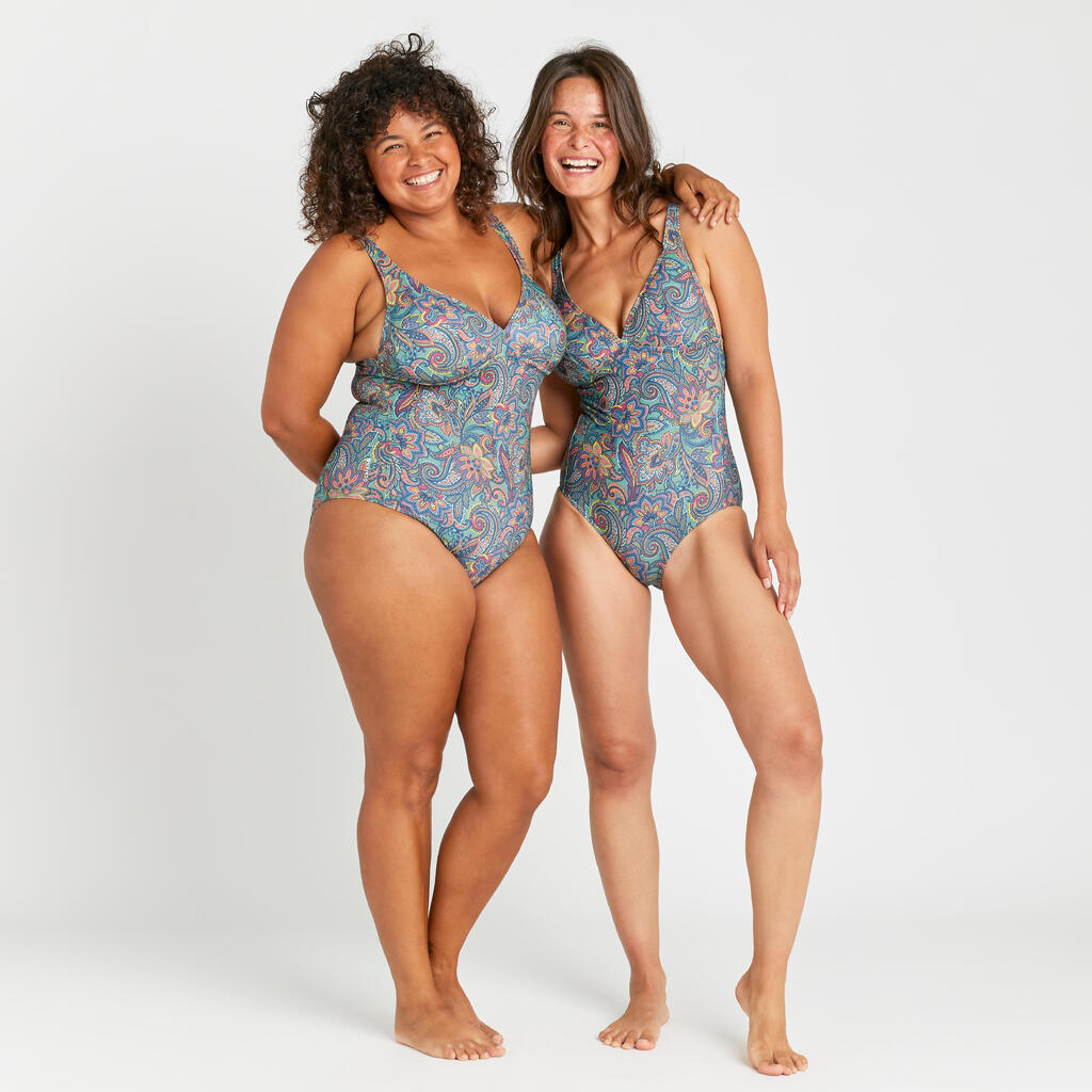 Women's 1-piece surf swimsuit - Daria tribu green