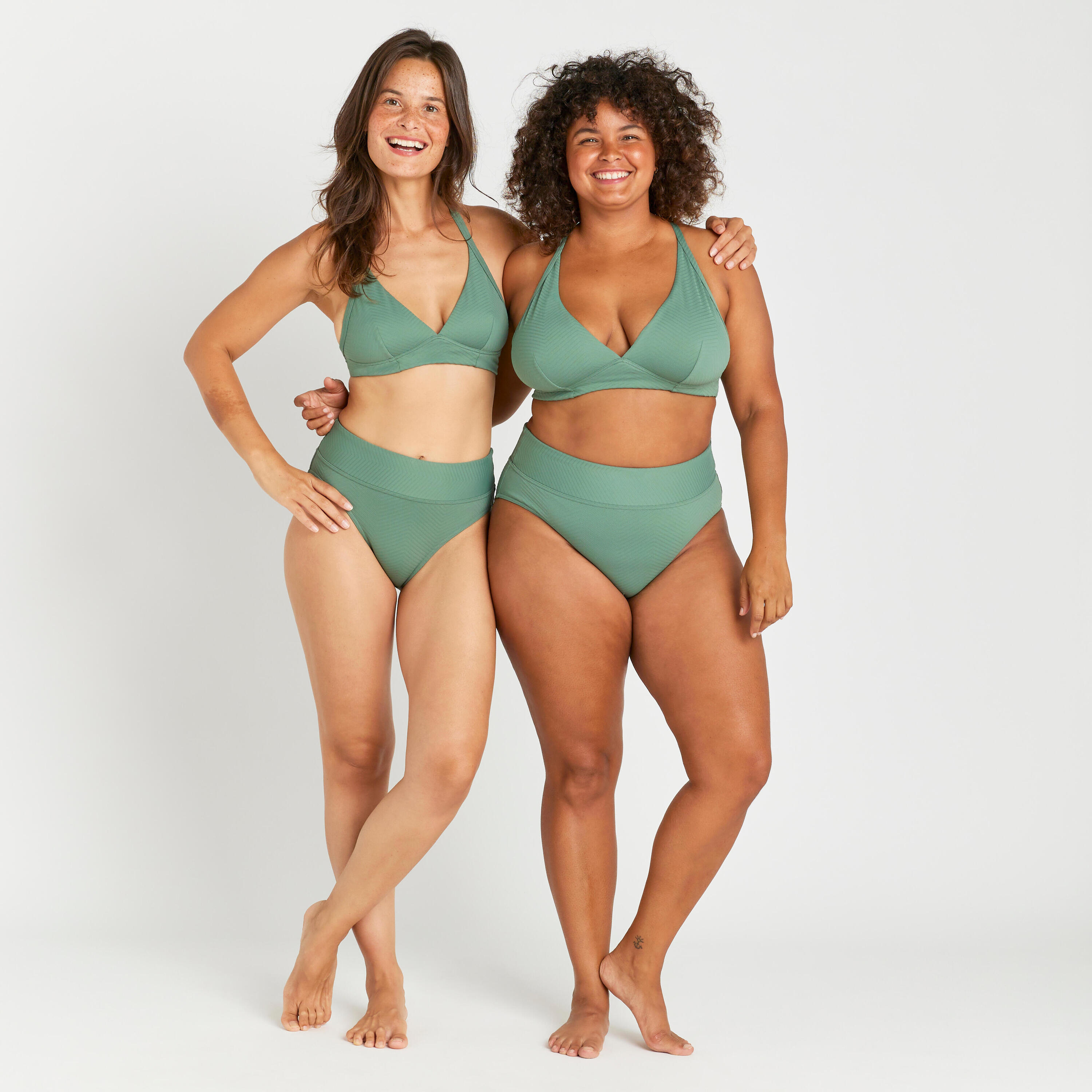 Bikinitop in gestructureerde stof voor dames Bea tropical groen 2/5