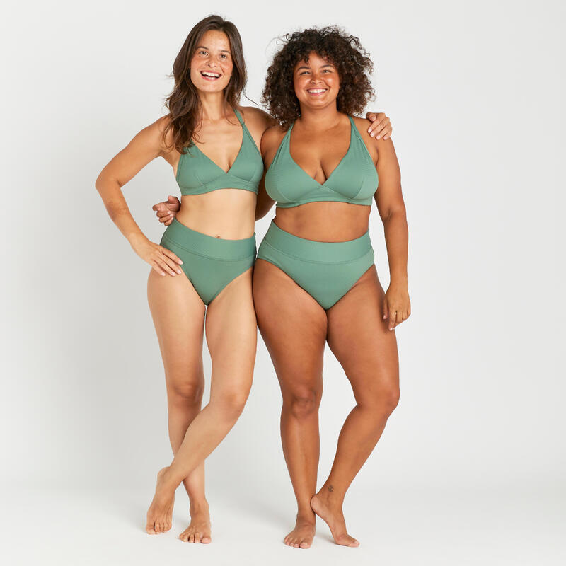 Kadın Sporcu Kesim V Yaka Bikini Üstü - Haki - BEA