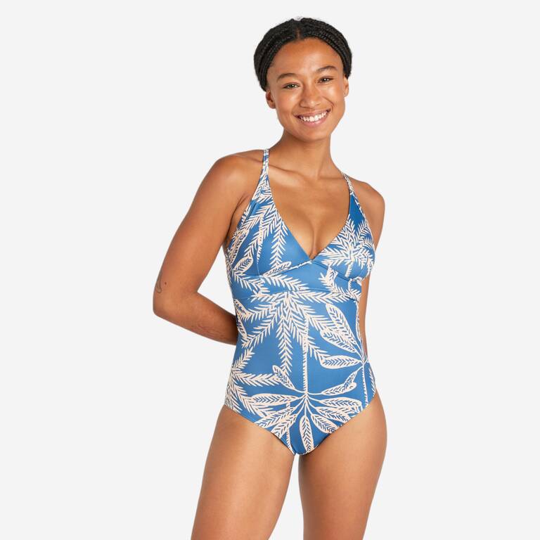 Women's one-piece swimsuit - Bea palmer blue