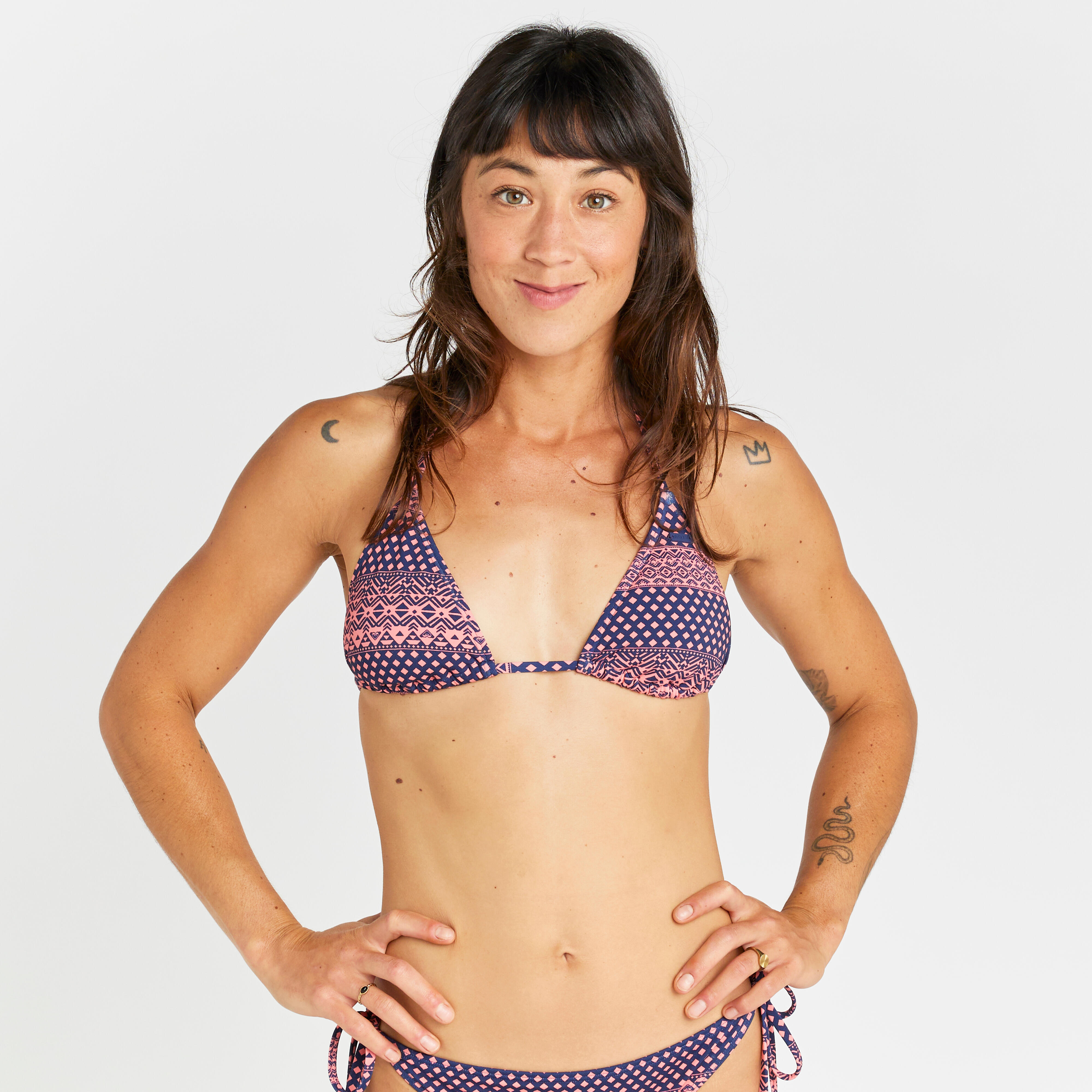 Roxy - Haut De Maillot De Bain Triangle Femme - Geo Rose - Haut De Maillot De Bain (bikini) - Surf Bodyboard Ski Nautique - Bleu-rose - 40m - Decathlon