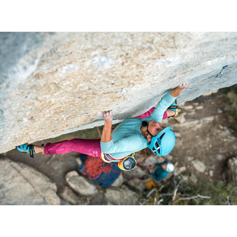 Bluză fără cusături din lână Alpinism/Escaladă Roz Damă 