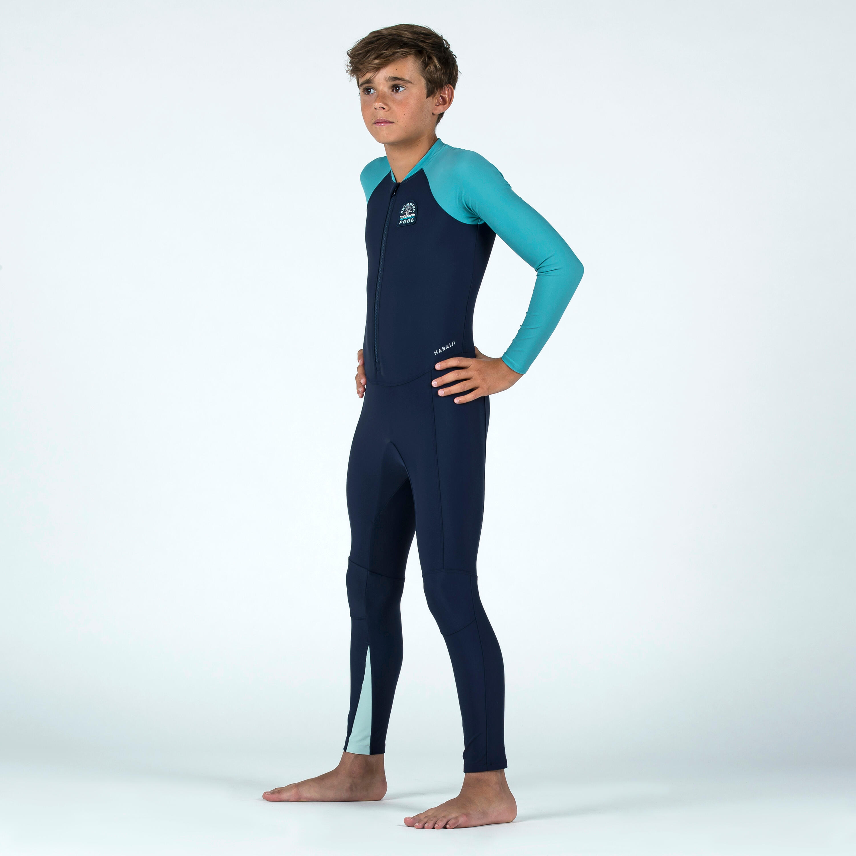 Boy’s Swimsuit 100 Long Sleeves & Long Legs - Blue UV 4/15