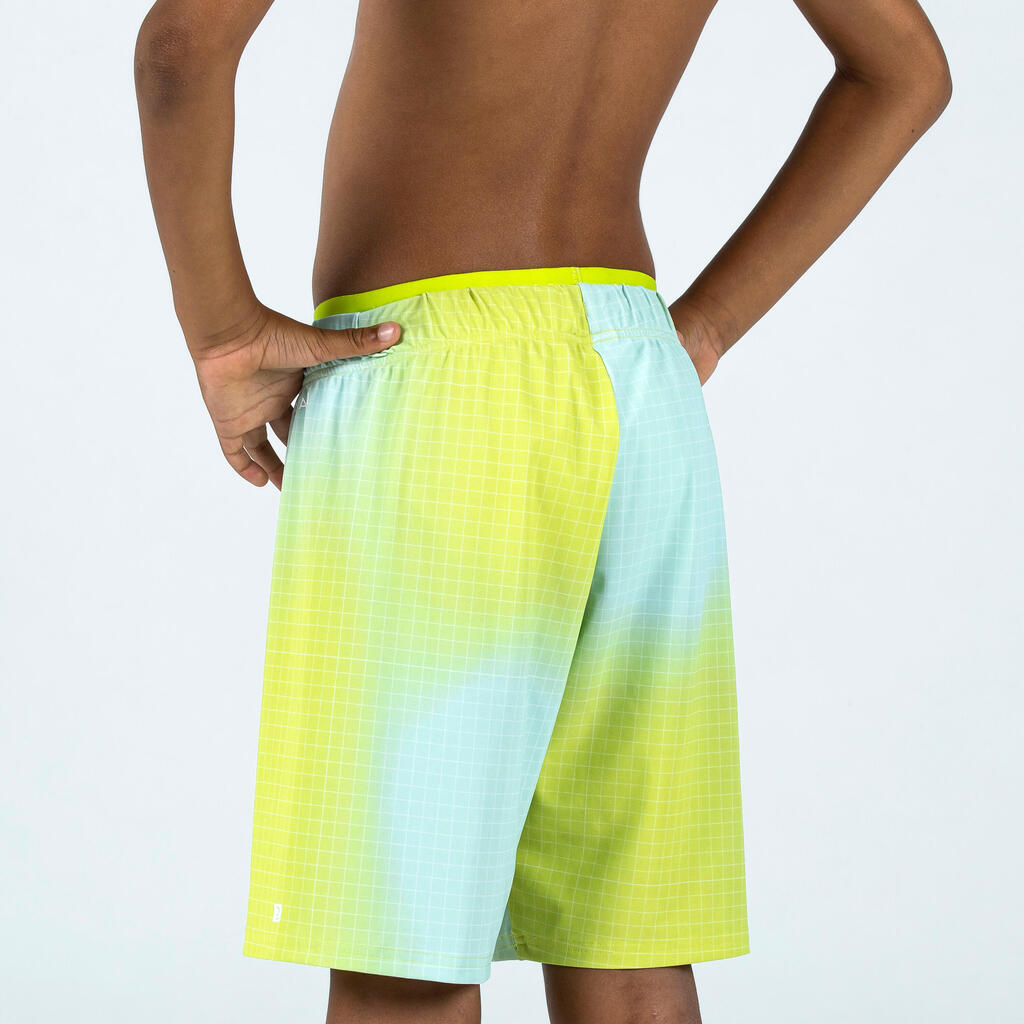 Maillot De Bain Short Natation Garçon - 100 Long  KMO jaune