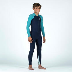 Combinaison maillot de bain 100 manches et jambes longues garçon bleu - UV