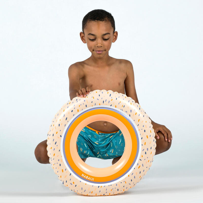 Çocuk Yüzme Simidi - 51 cm - Yeşil/Gökkuşağı Baskılı
