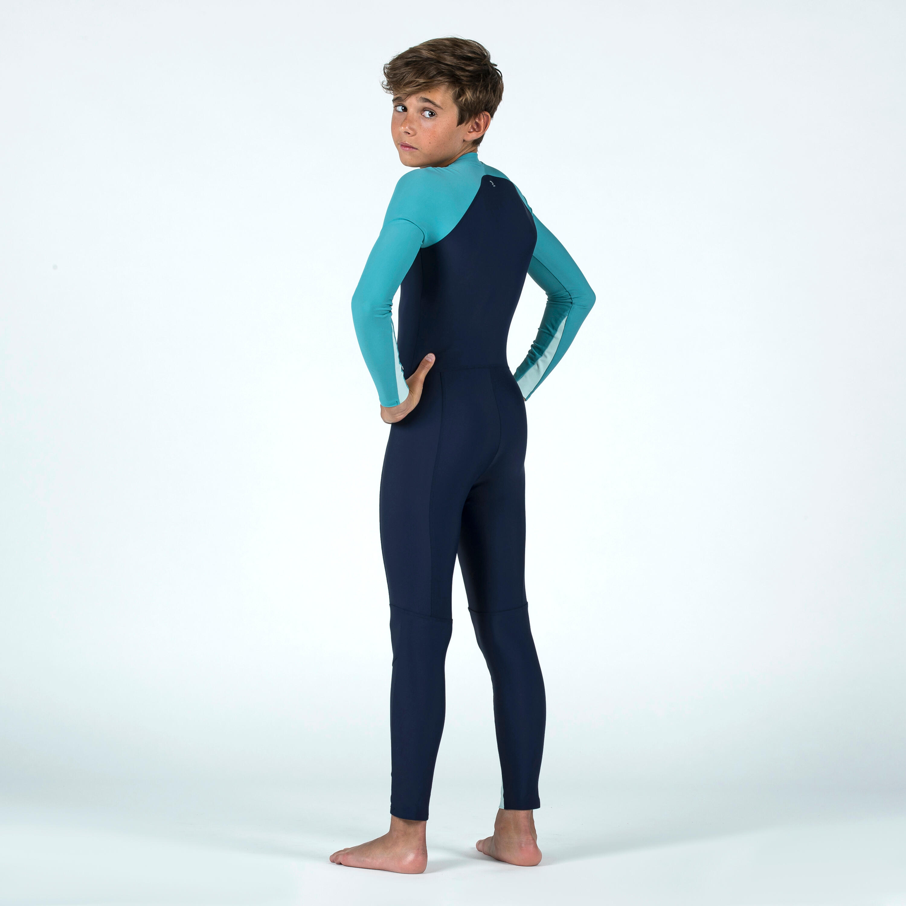 Boy’s Swimsuit 100 Long Sleeves & Long Legs - Blue UV 5/15
