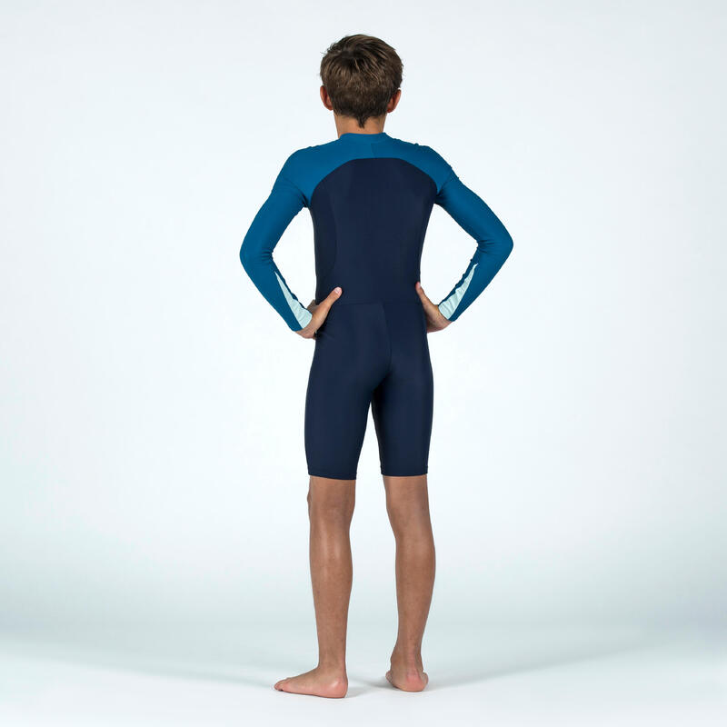 Schwimmanzug Shorty langarm Jungen - 100 blau 