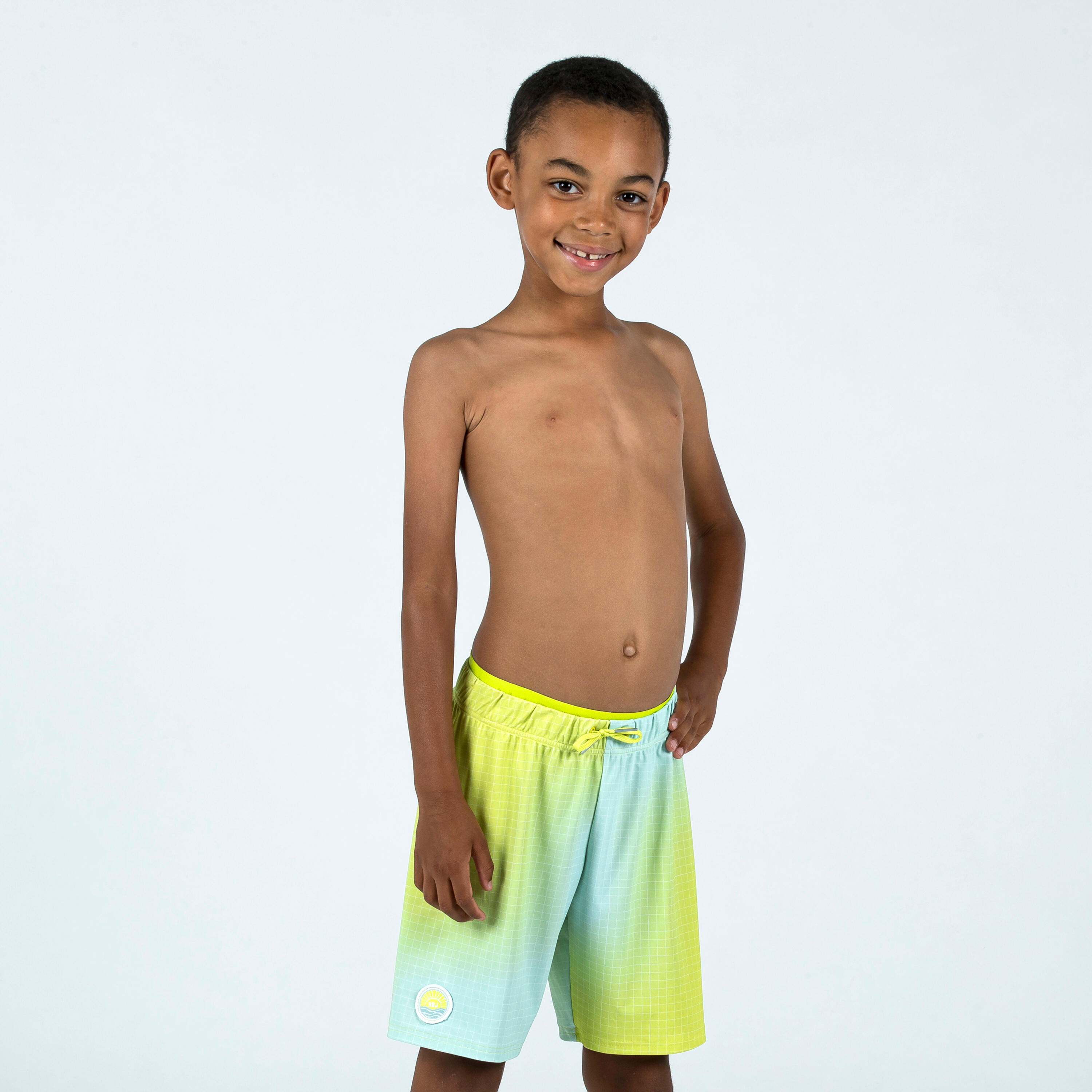 Maillot De Bain Short Natation Garcon 100 Long KMO jaune Decathlon