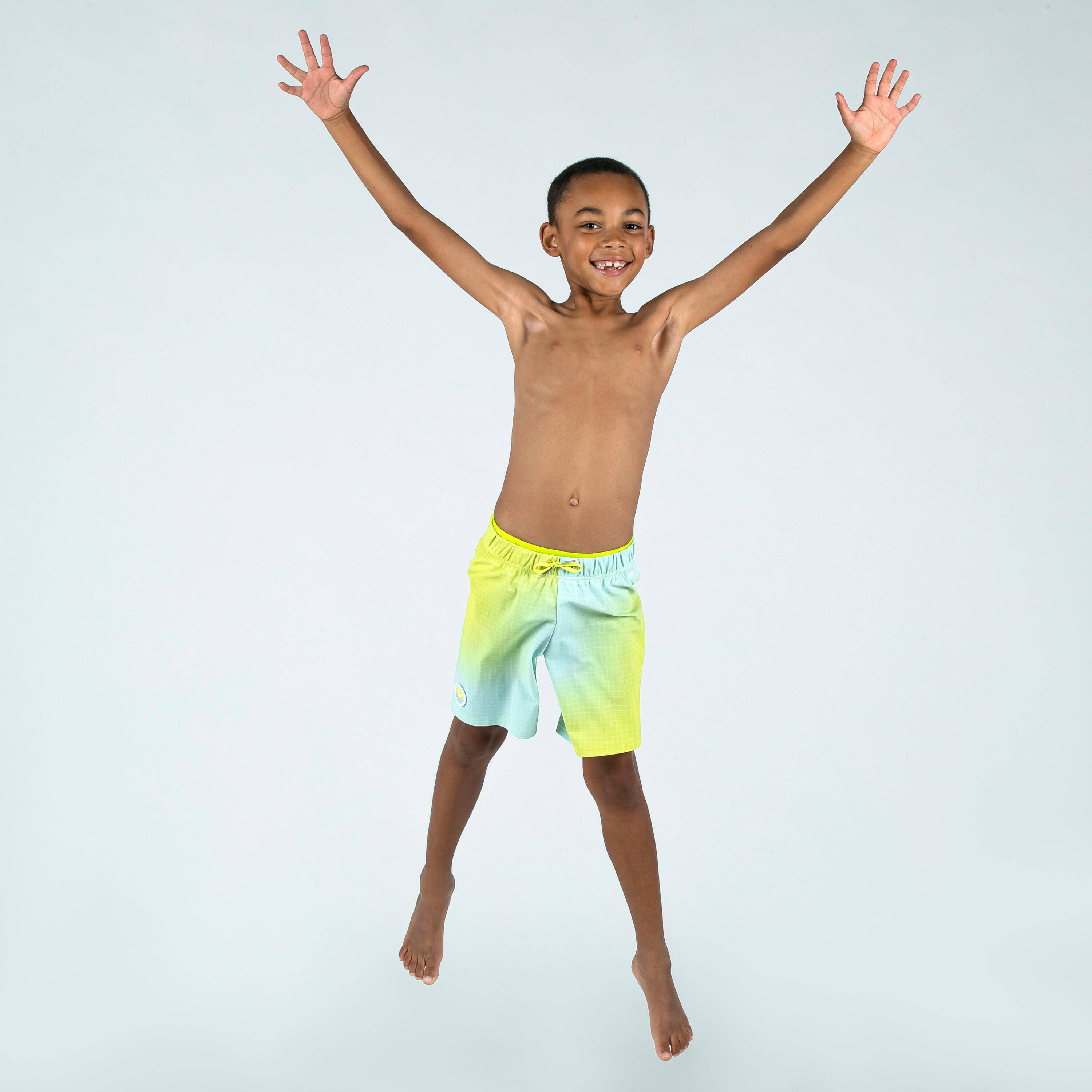Boys’ Swimming Shorts - 100 Long - KMO Yellow -  2