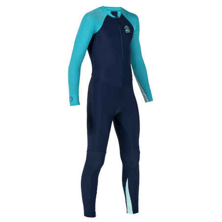 Combinaison maillot de bain 100 manches et jambes longues garçon bleu - UV