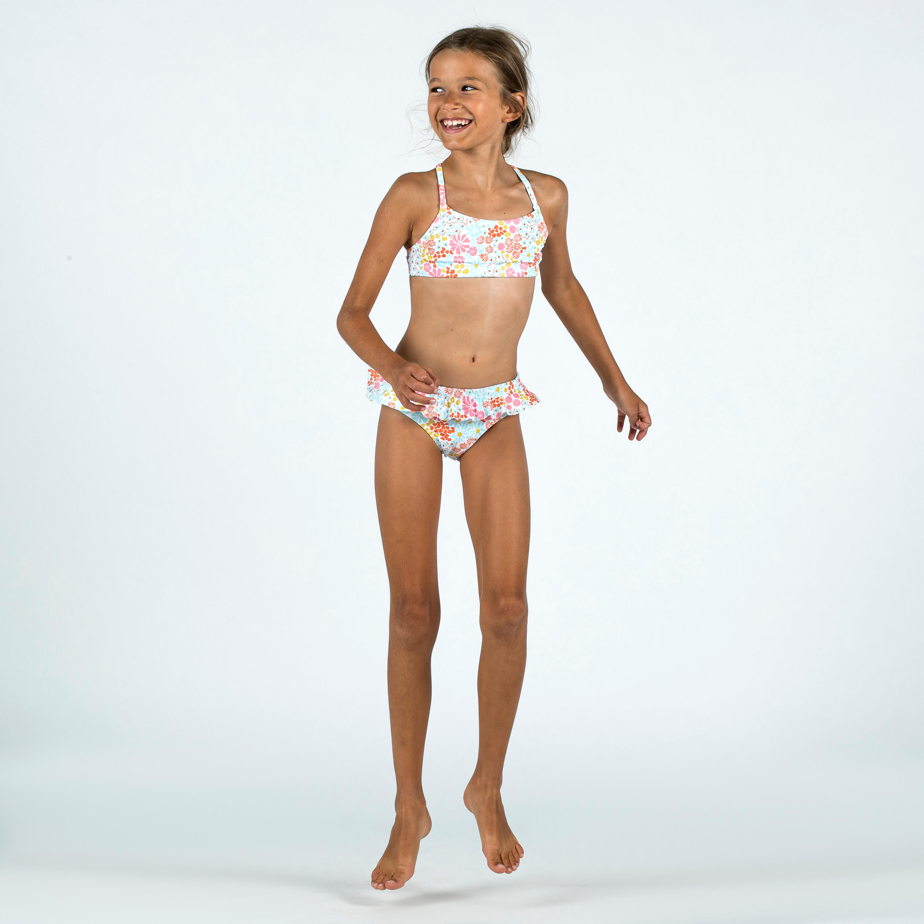 Haut de maillot de bain natation Fille - 100 Lila pantai blanc 4/5