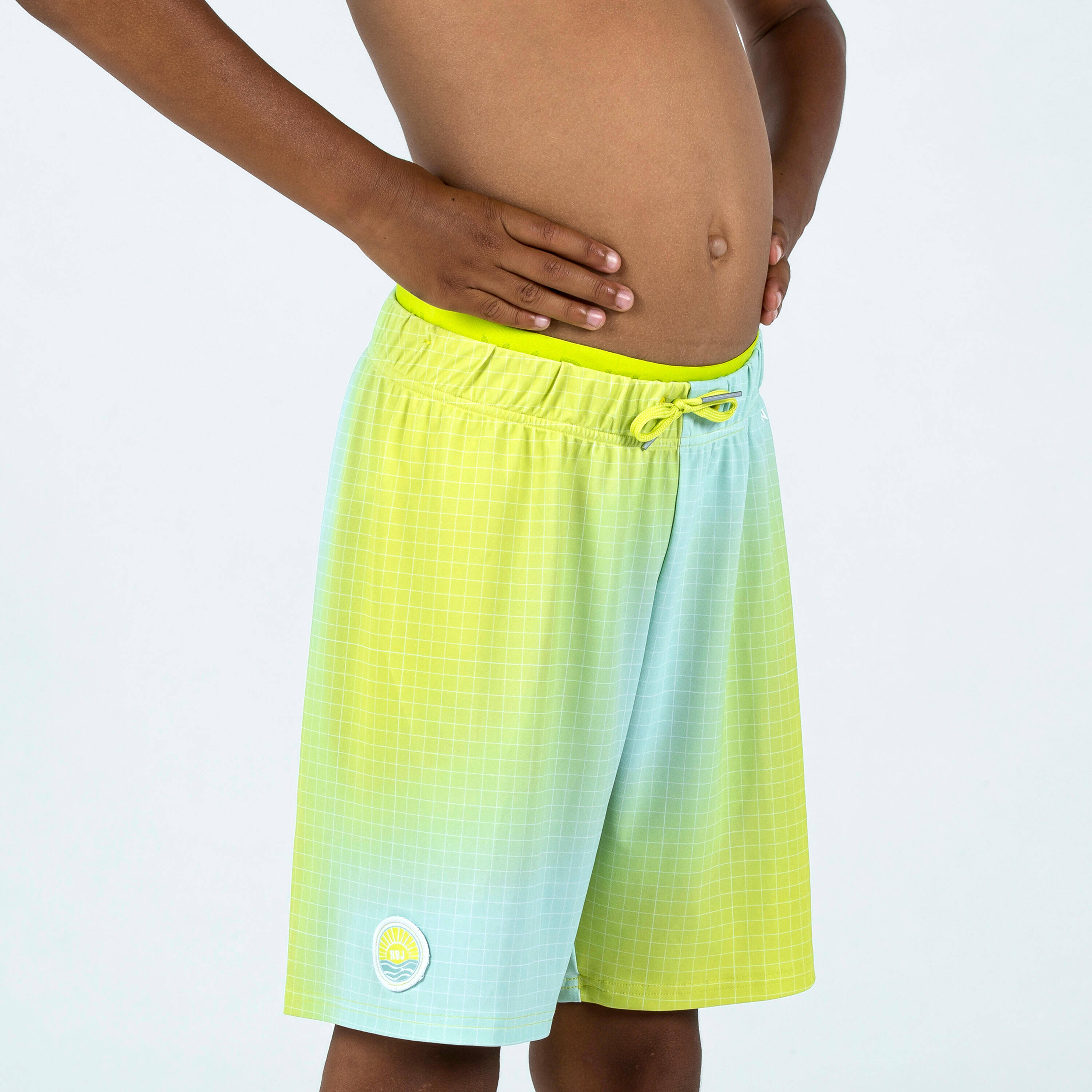 Boys’ Swimming Shorts - 100 Long - KMO Yellow -  1