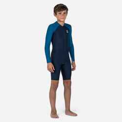 Combinaison garçon - shorty 100 manches longues - bicolore bleu