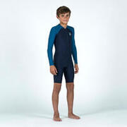 Boys' Wetsuit - Shorty 100 Long-Sleeved - Two-tone Blue