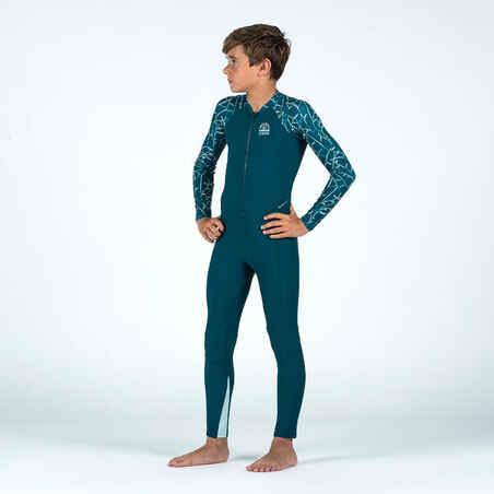Berniukų maudymosi kostiumas dengiantis rankas ir kojas, „100“, žalias