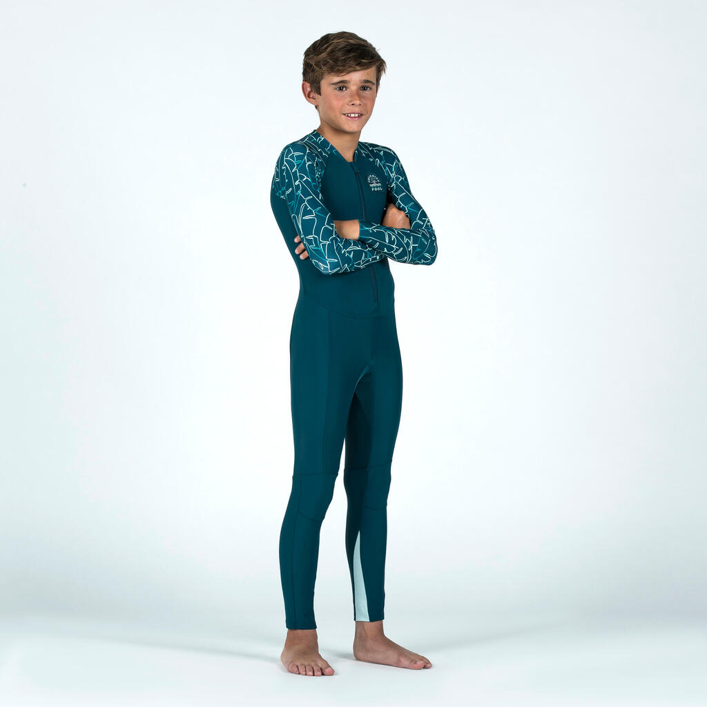 Boy's Swimsuit 100 Long Sleeves & Long Legs BANA - Green UV