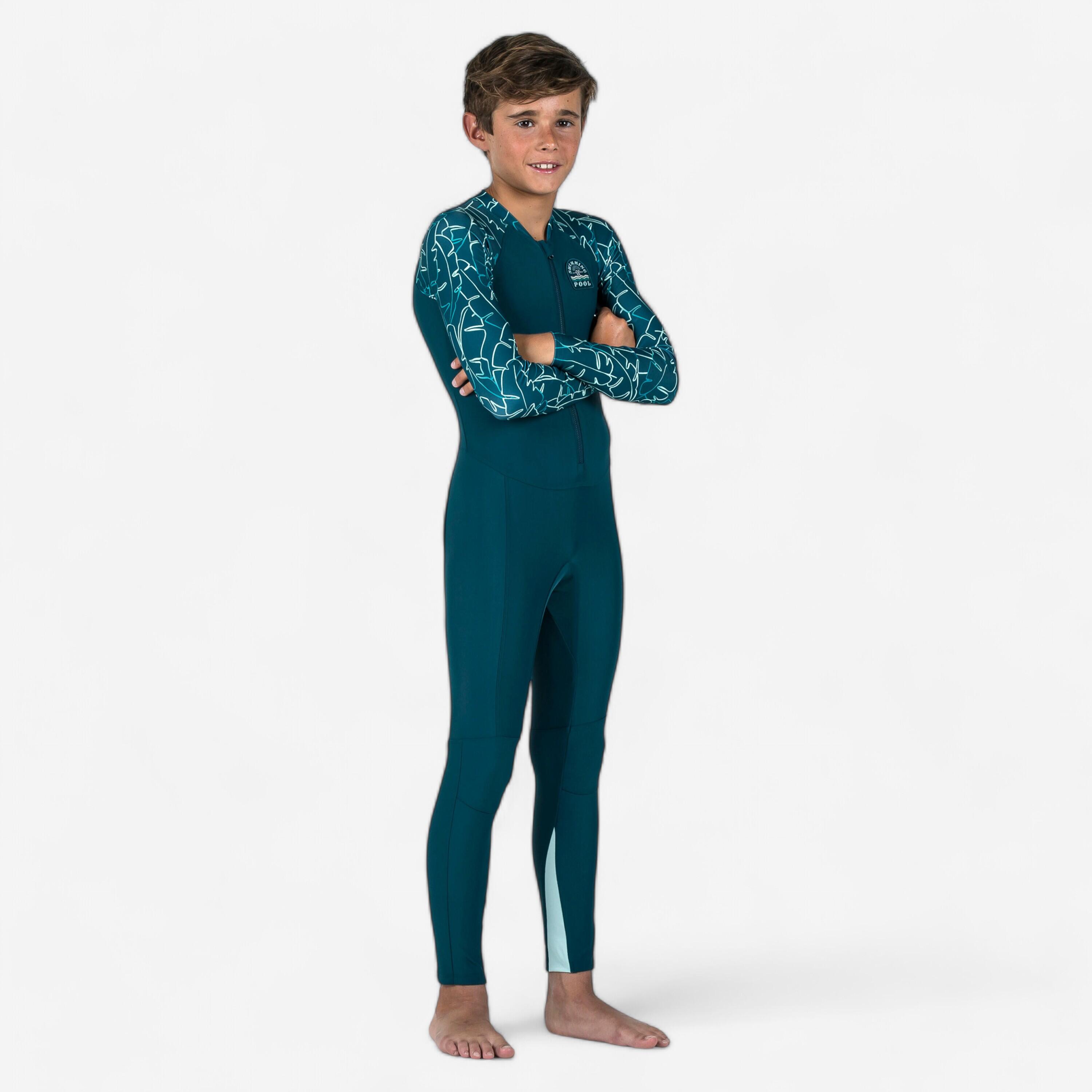 Boy's Swimsuit 100 Long Sleeves & Long Legs BANA - Green UV 2/5