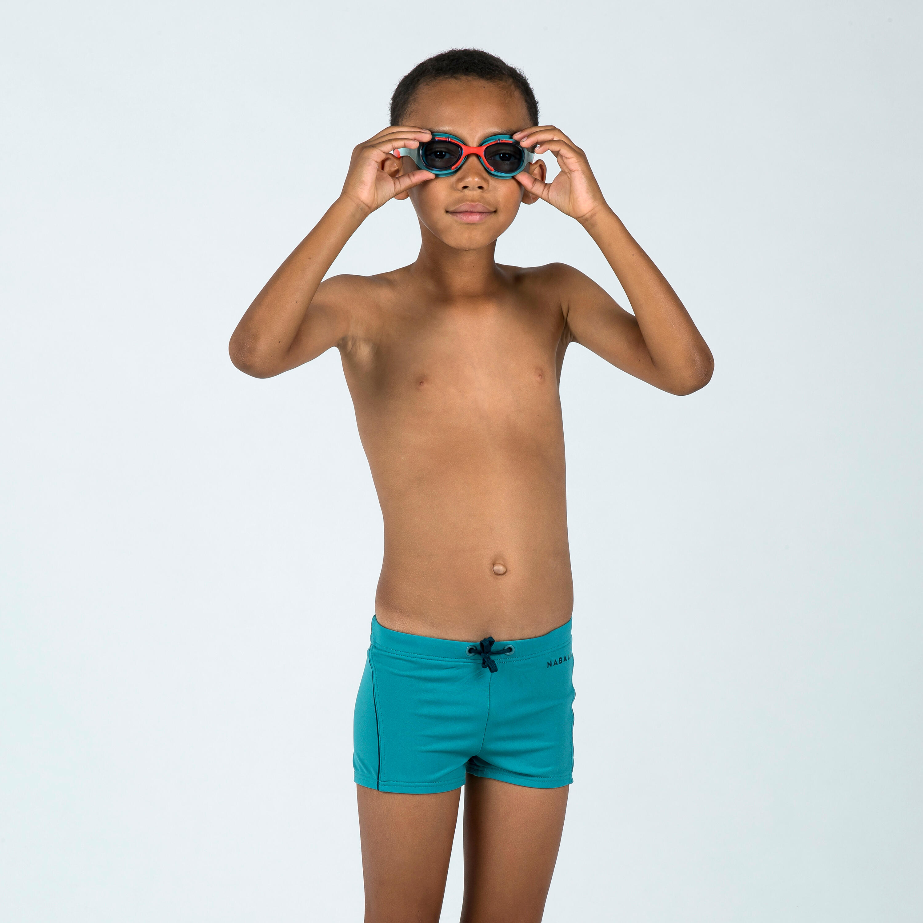 Swimming goggles XBASE - Clear lenses - Kids' size - Green orange 8/9