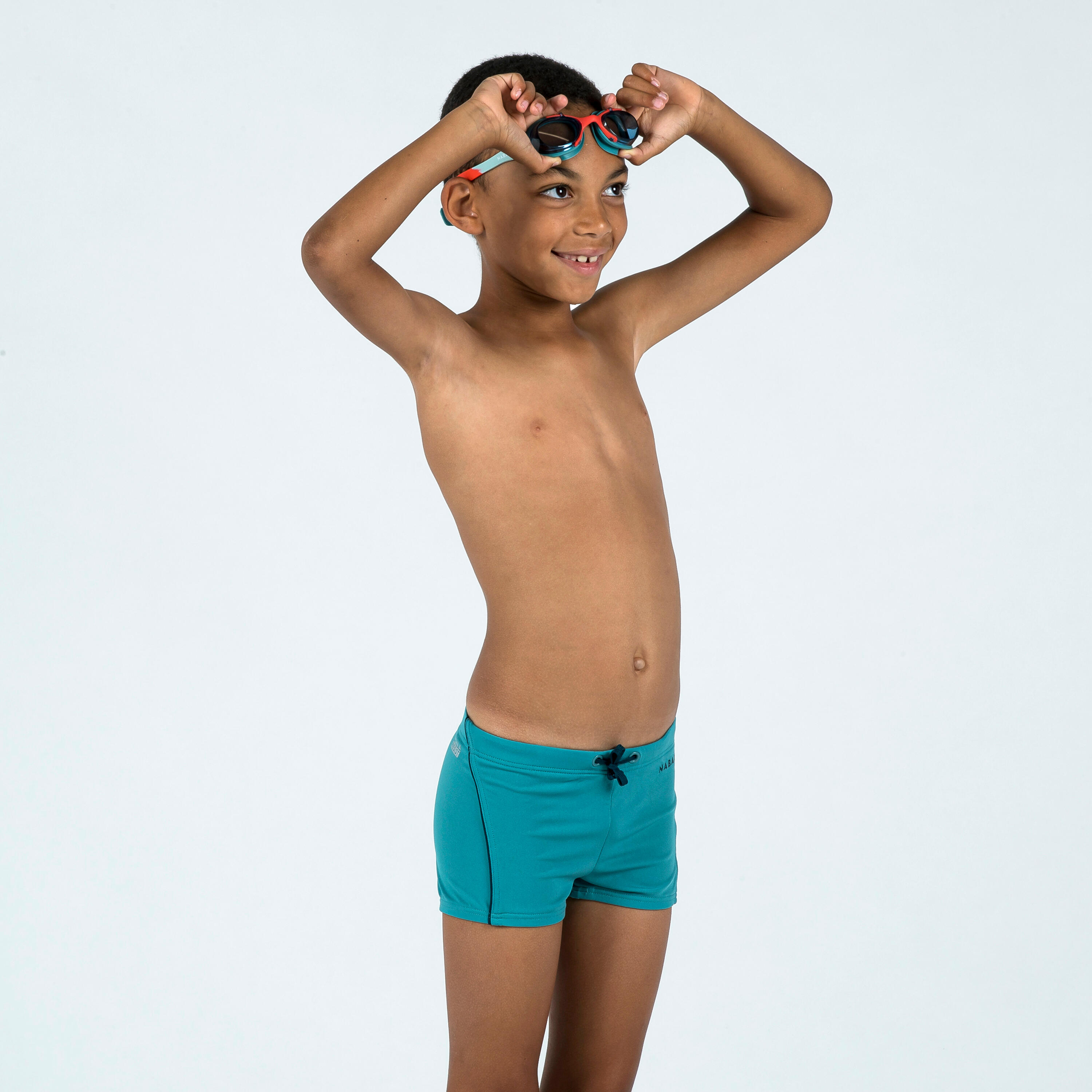 Boy's Swimsuit - Boxer 100 Plus - Turquoise 2/4