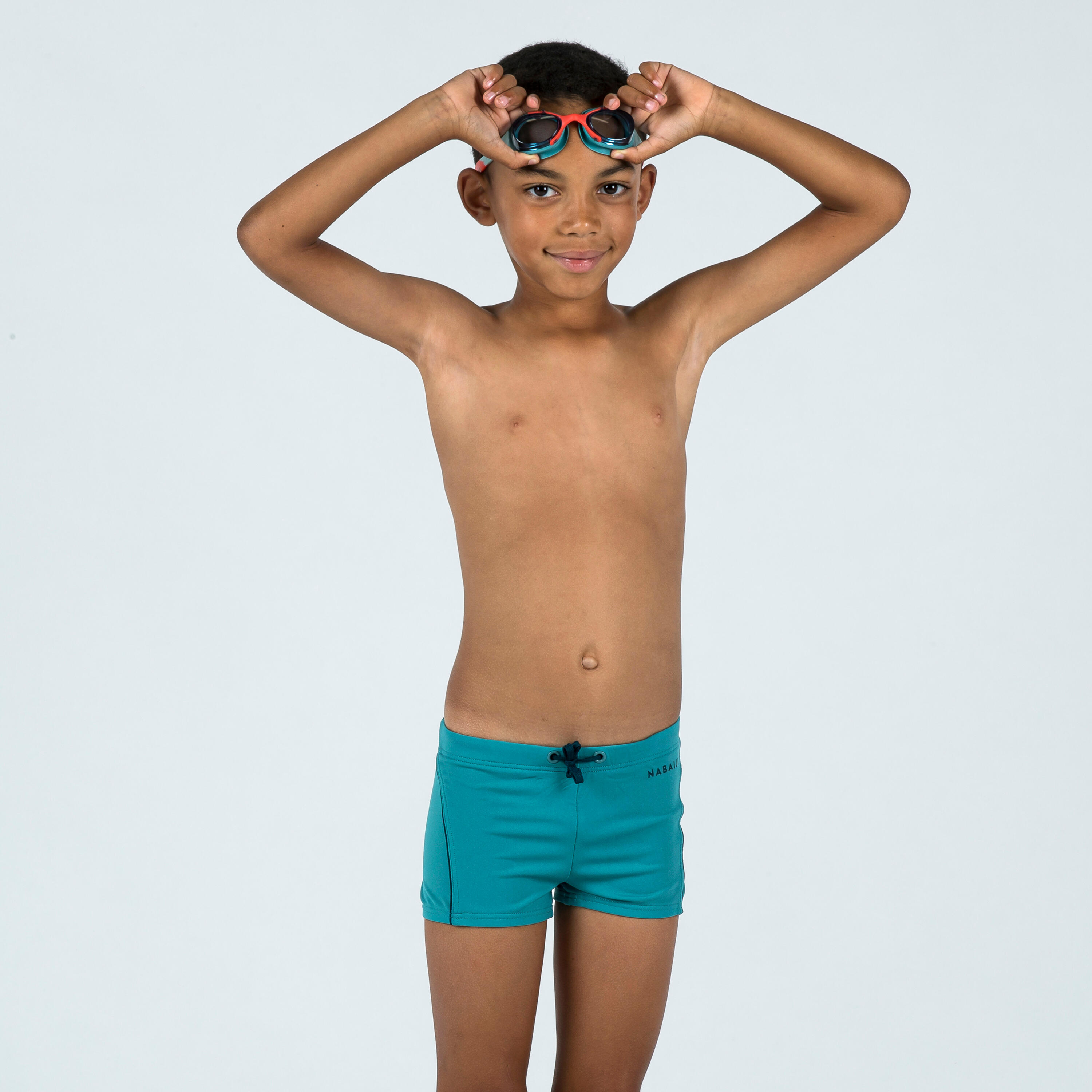 Swimming goggles XBASE - Clear lenses - Kids' size - Green orange 6/9