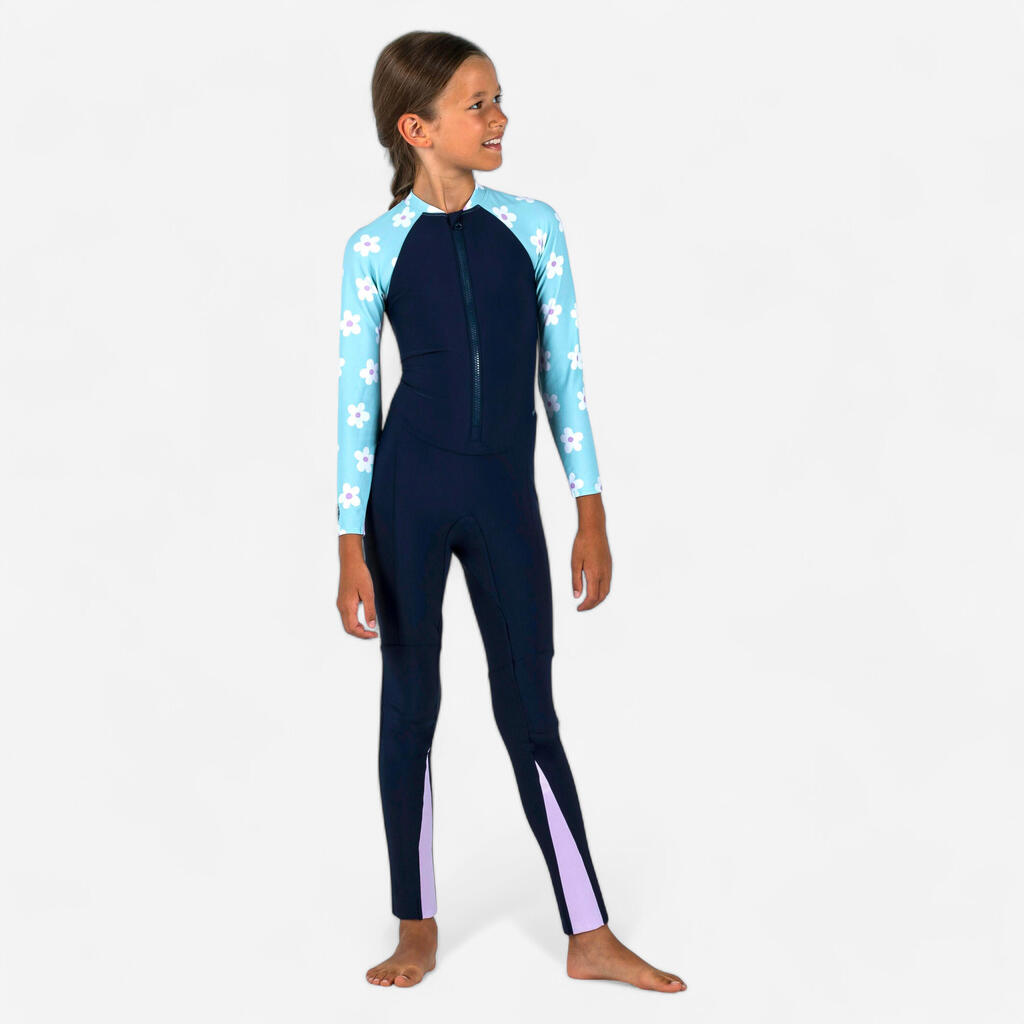 Maillot de bain combinaison fille manches longues - UV Combiswim 100 Marg mint