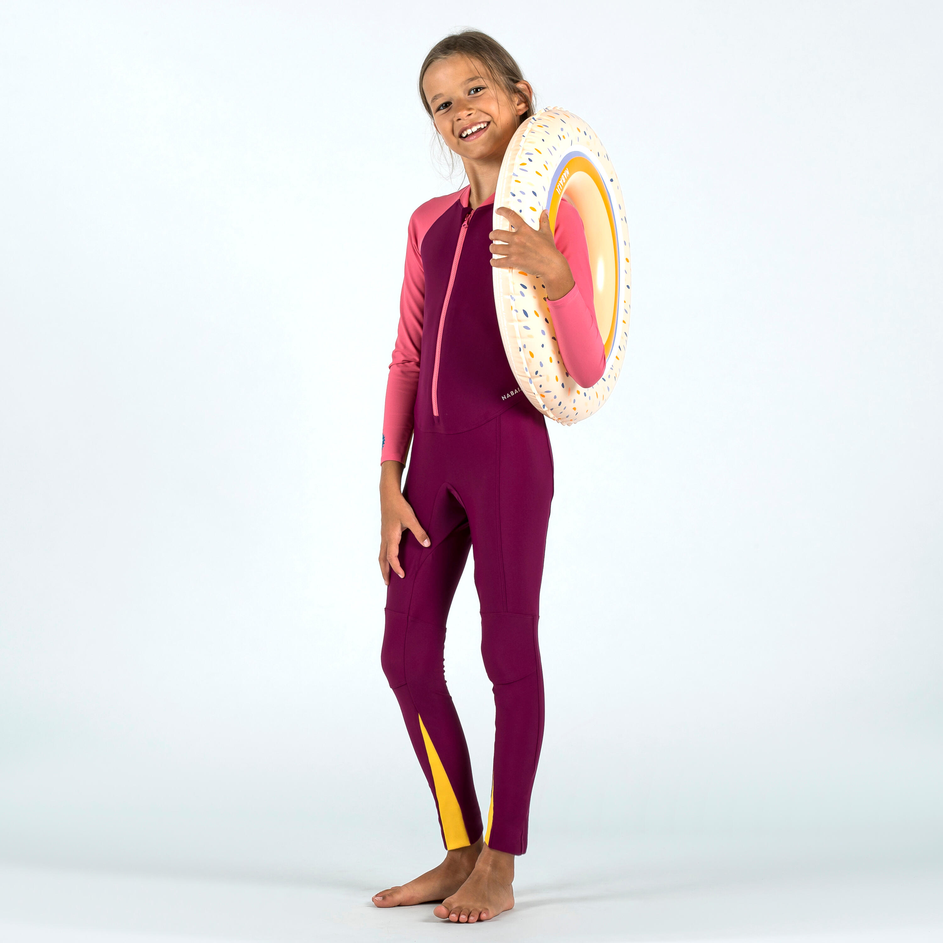 Muta piscina ragazza COMBISWIM 100 anti-UV rosa-viola 2/4