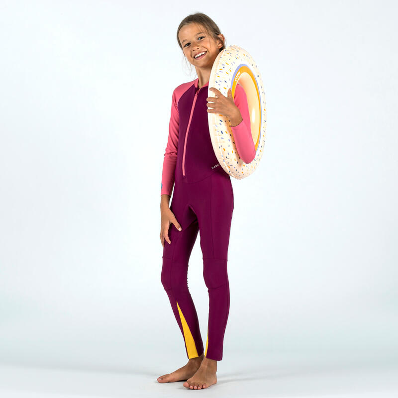 Çocuk UV Korumalı Uzun Kollu Wetsuit - Pembe/Mor - 100
