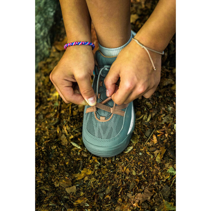 兒童快速鞋帶登山健行鞋（35–38 號）－栗紅色