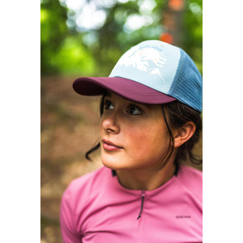 Çocuk Outdoor Trucker Şapka - Mavi/Bordo - mh100