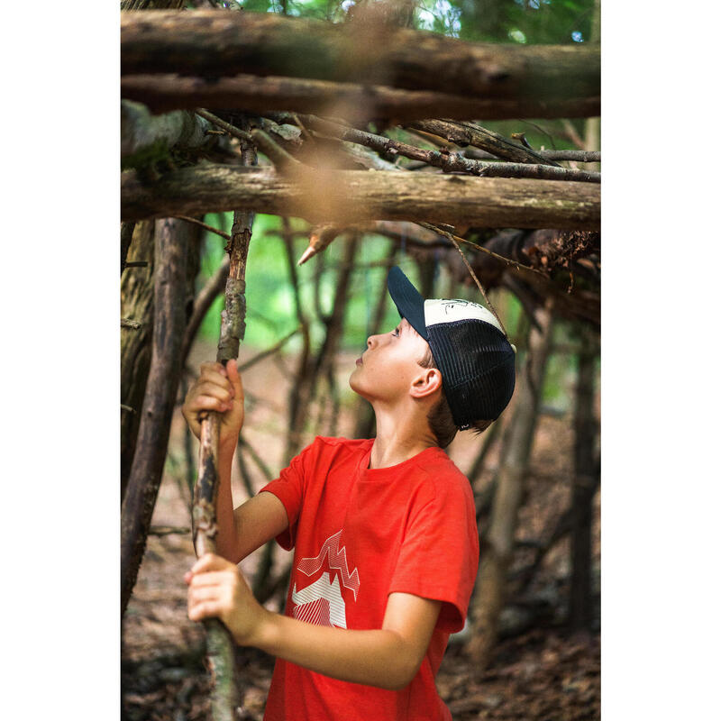 T-shirt de caminhada - MH100 Vermelho - Criança - 7-15 anos 