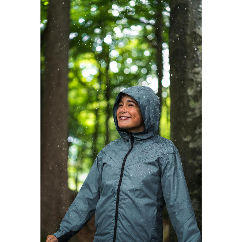 Veste imperméable de randonnée fille 7-15, MH500 vert