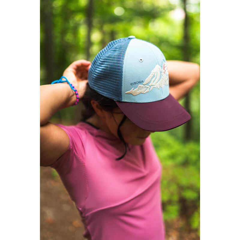 Çocuk Outdoor Trucker Şapka - Mavi/Bordo - mh100