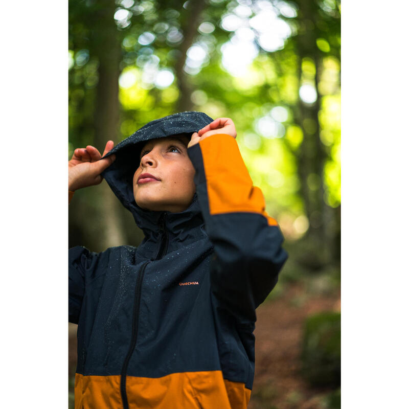 Veste imperméable de randonnée enfant 7-15 ans, MH500 girs ocre