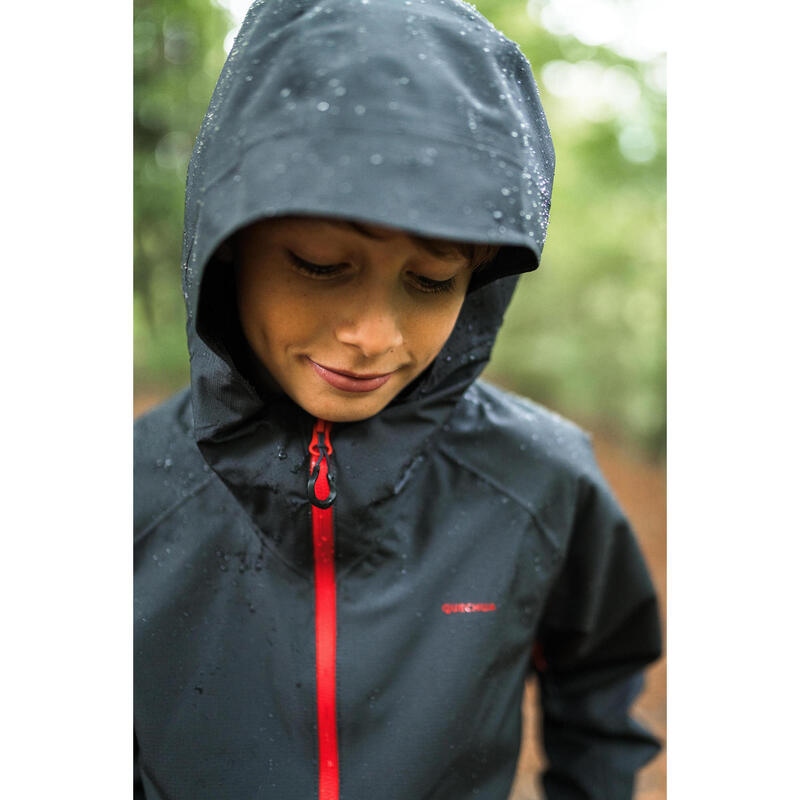 Veste imperméable de randonnée - MH550 noire - enfant