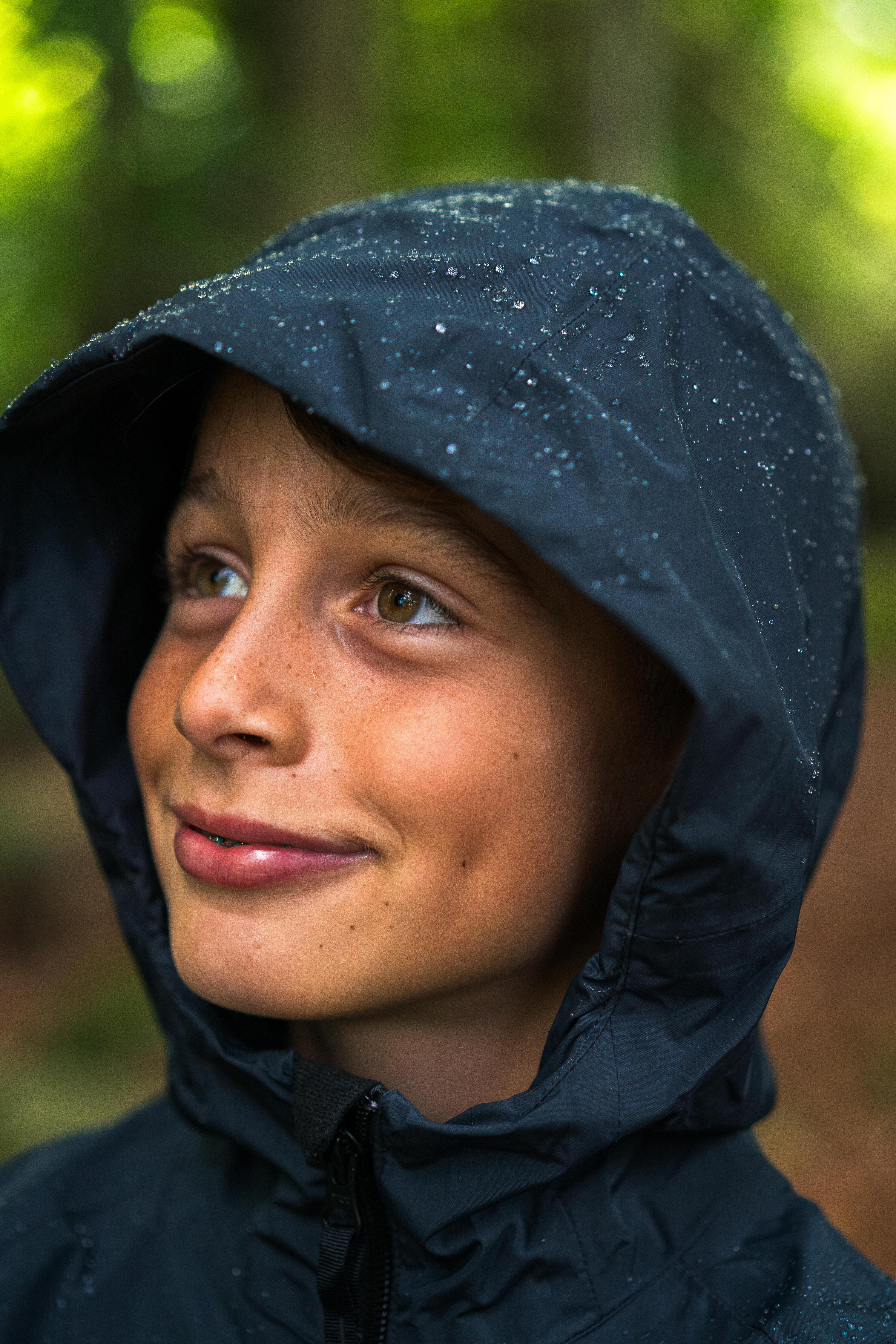 Wandelregenjas voor kinderen MH500 Twin 7-15 jaar grijs/oker 10/11