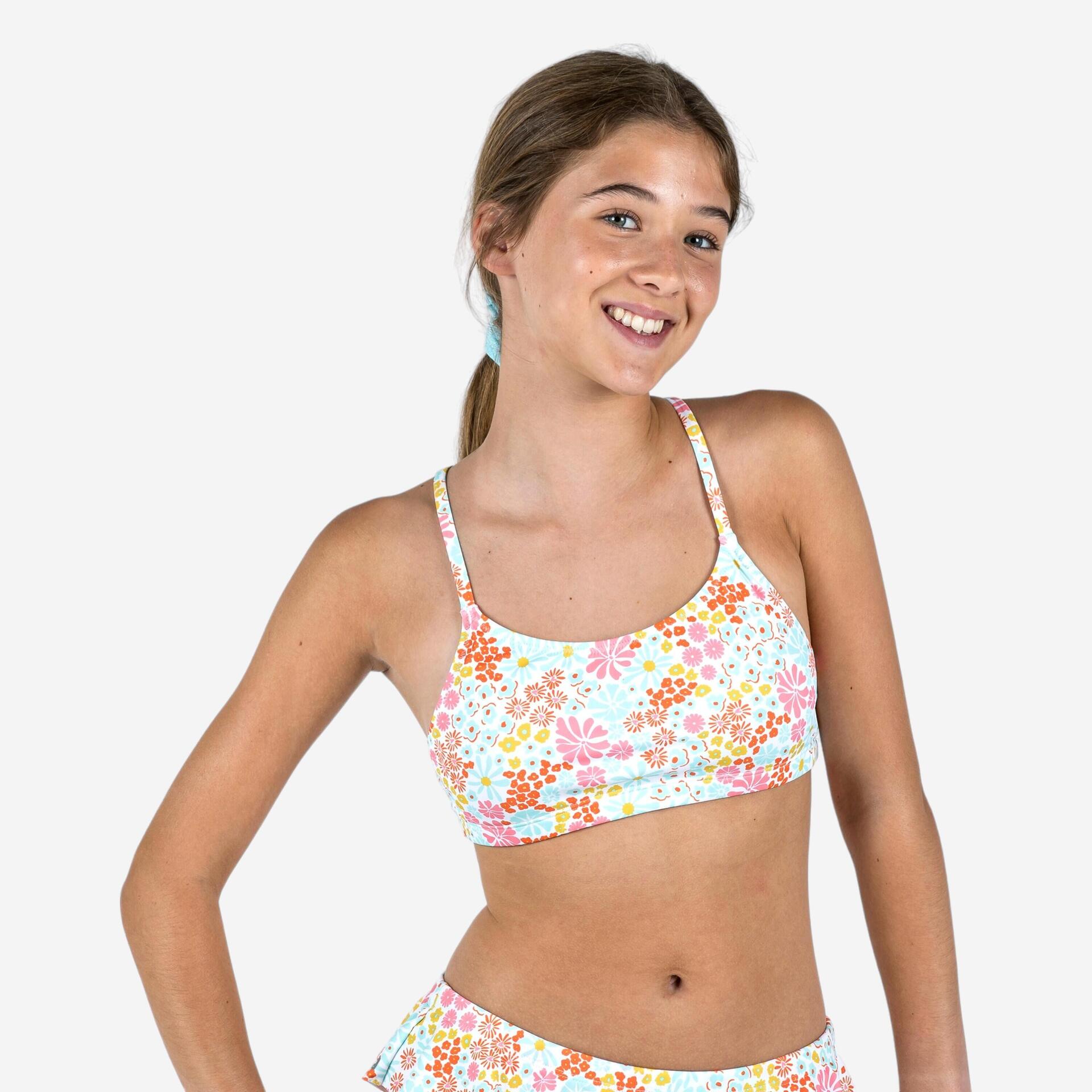 young swimsuit Girls' 2-Piece Swimsuit Top Lila Pantai - White