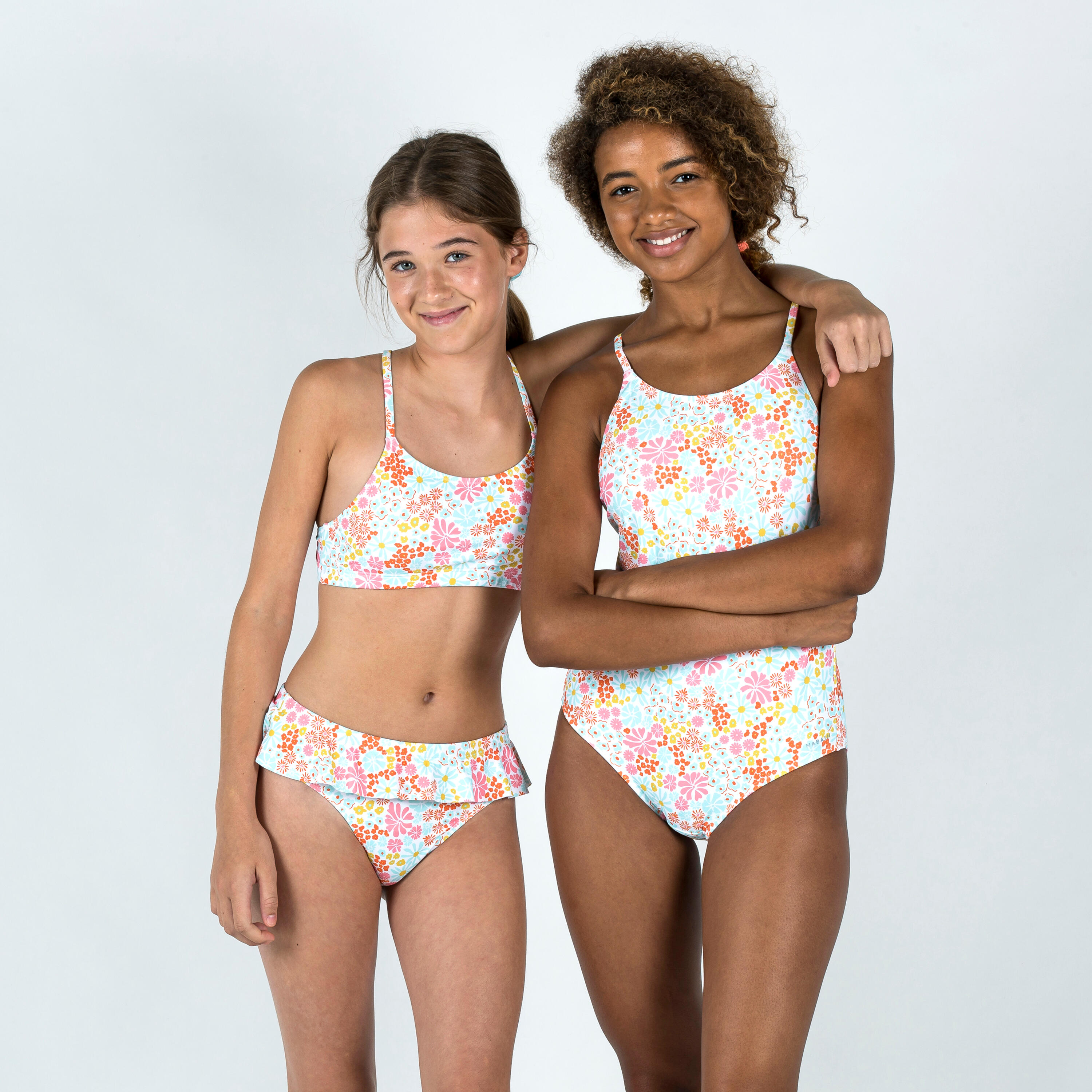 Girls' 2-Piece Swimsuit Top Lila Pantai - White