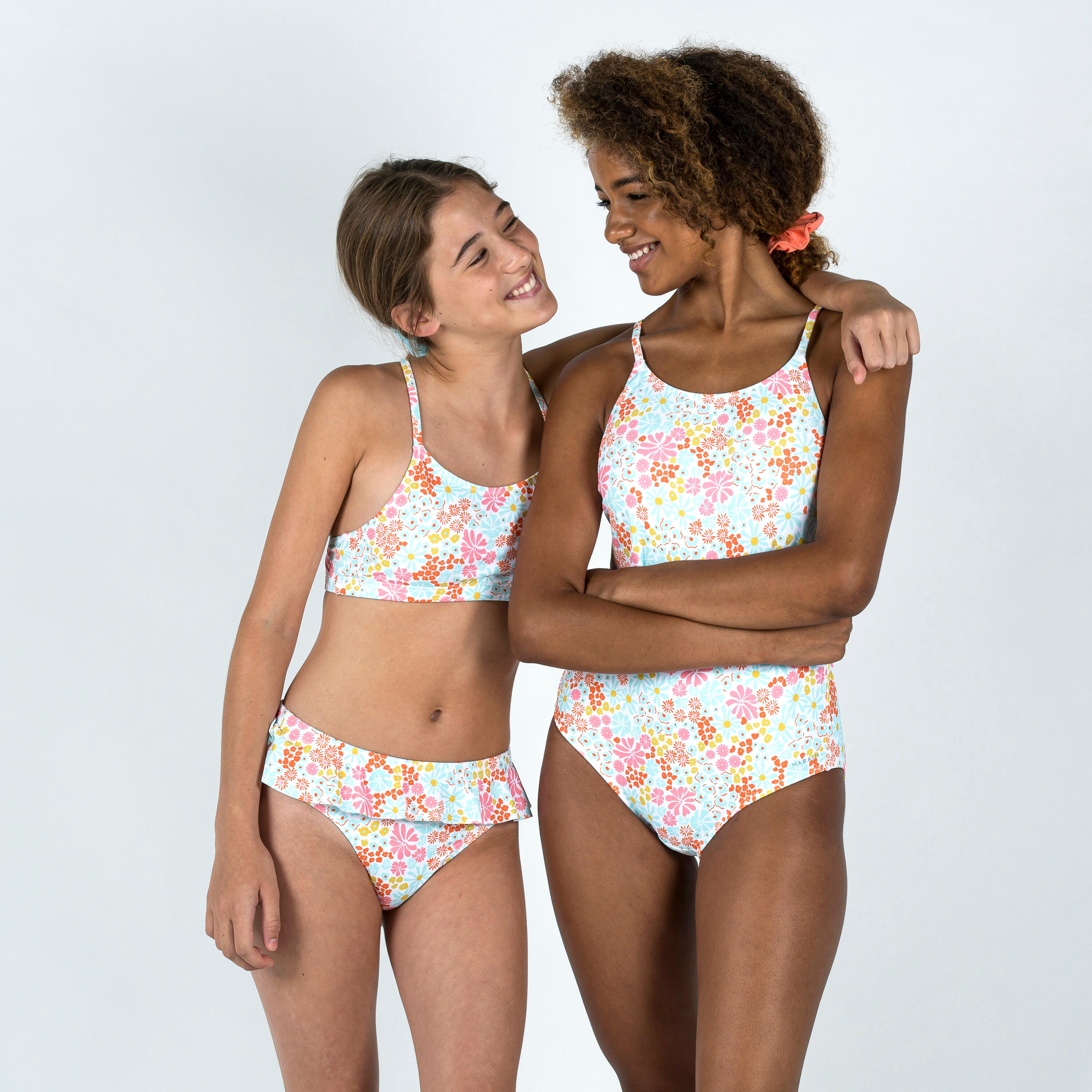 Bas de maillot de bain de natation lila fille blanc pantaï 5/5