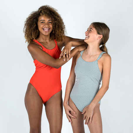Mergaičių vientisas maudymosi kostiumėlis „Lanzarote“, rusvai žalsvas